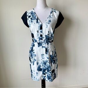 Banana Republic Floral V-Neck Exposed Zipper Sheath Dress—SZ. 2